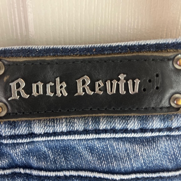 Rock Revival Jen Boot Distressed Jeans Flap Pockets Size 27 - Picture 4 of 6